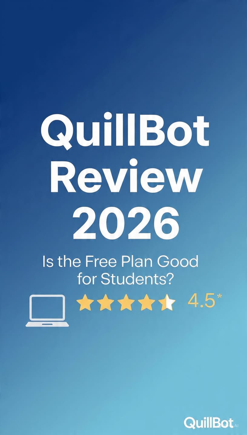 QuillBot Review 2026 free plan for students showing 4.5 star rating