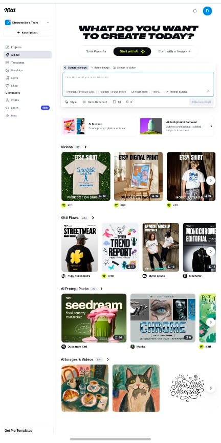 Kittl AI dashboard 2026 vs Canva for print on demand designers