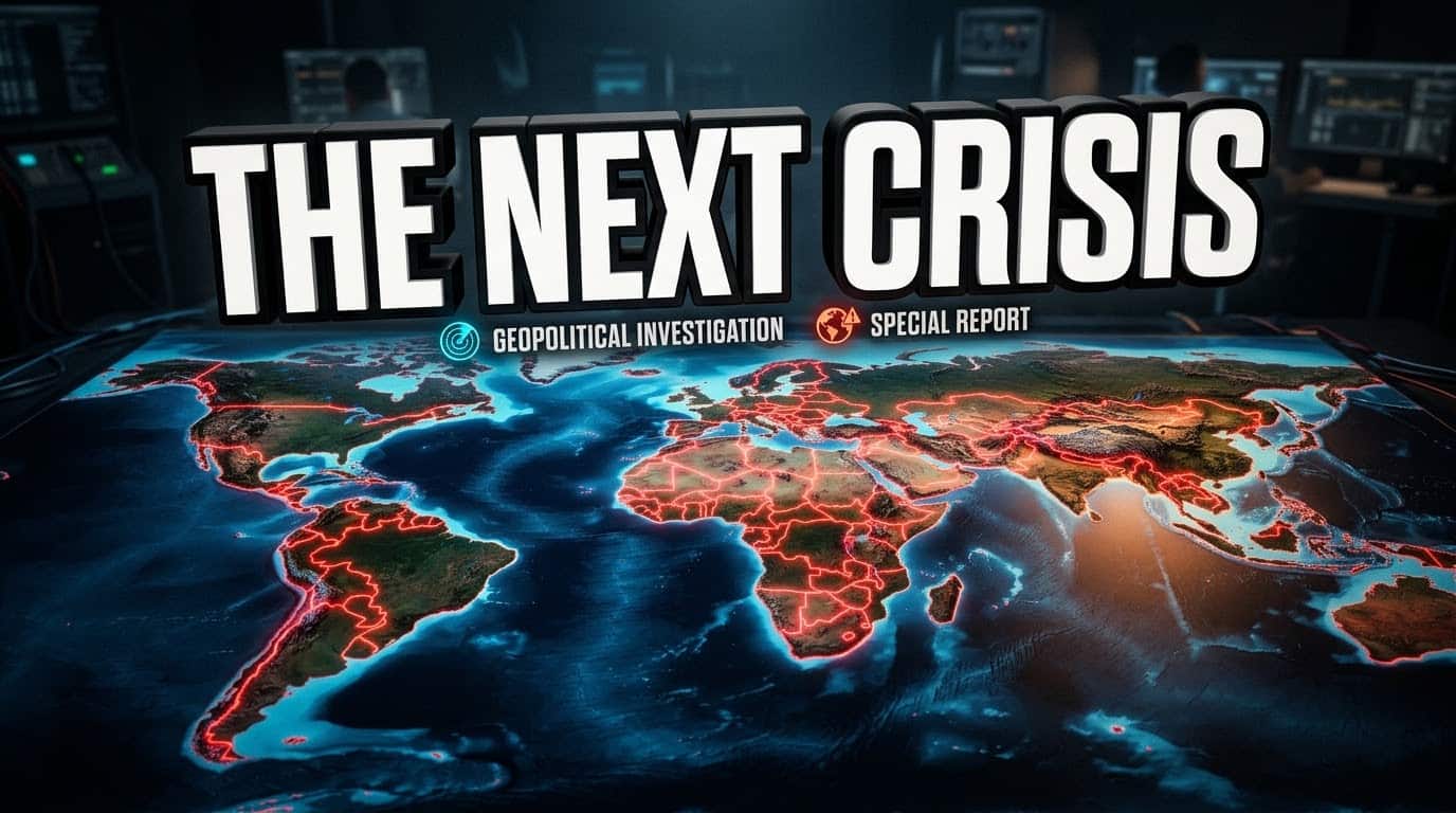 THE NEXT CRISIS Geopolitics Map Thumbnail - Documentary AI Prompt Example Leonardo AI Midjourney 2026