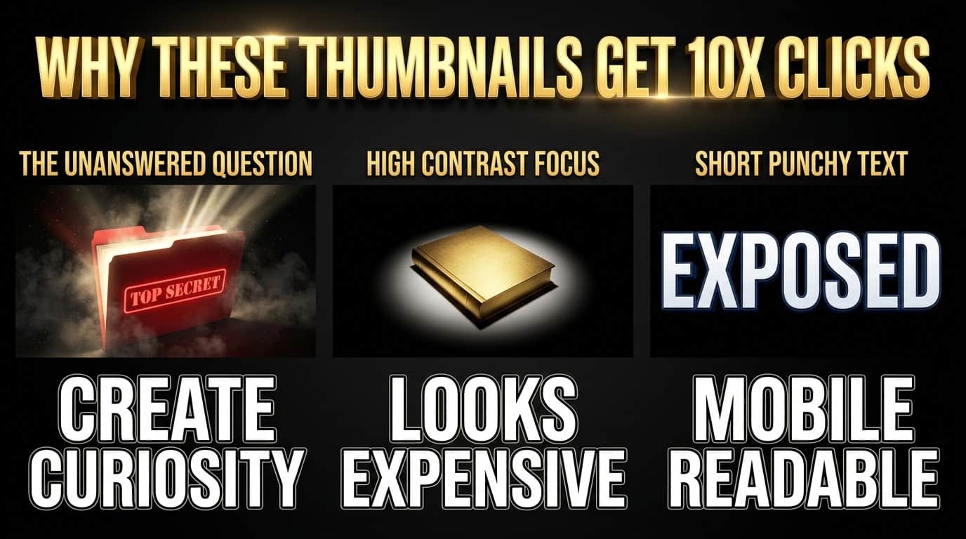 Why Documentary Thumbnails Get 10X Clicks - 3 Rules Create Curiosity Looks Expensive Mobile Readable