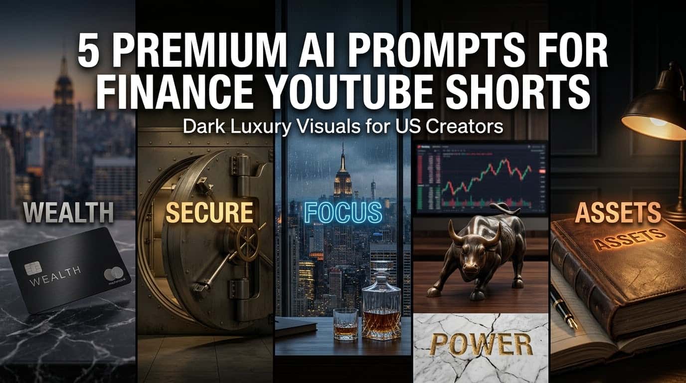 5 Premium AI Prompts for Finance YouTube Shorts Dark Luxury feature image for US creators with WEALTH SECURE FOCUS POWER ASSETS visuals